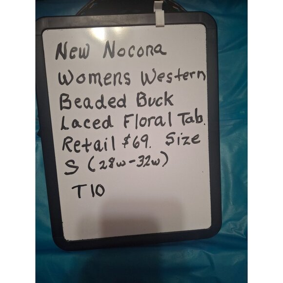 Nocona Brown Leather Belt W/ Beaded Aztec Design & Silver Buckle - Size S - Picture 7 of 7